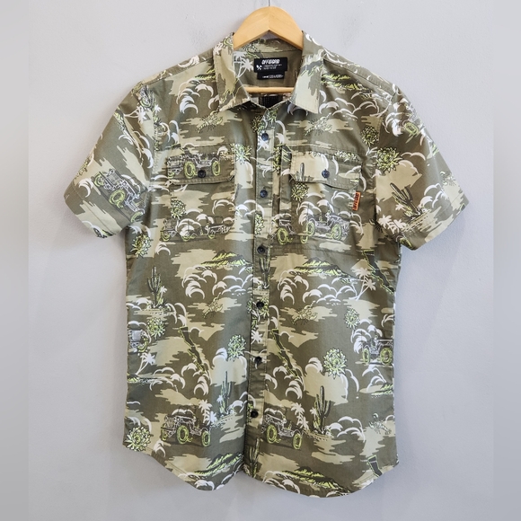 Off The Grid Baja Shirt Vented Outdoor Jeep Green Pockets Men's Size Large - Picture 1 of 7